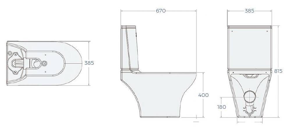 Arumloo plastic toilet — dimension drawings