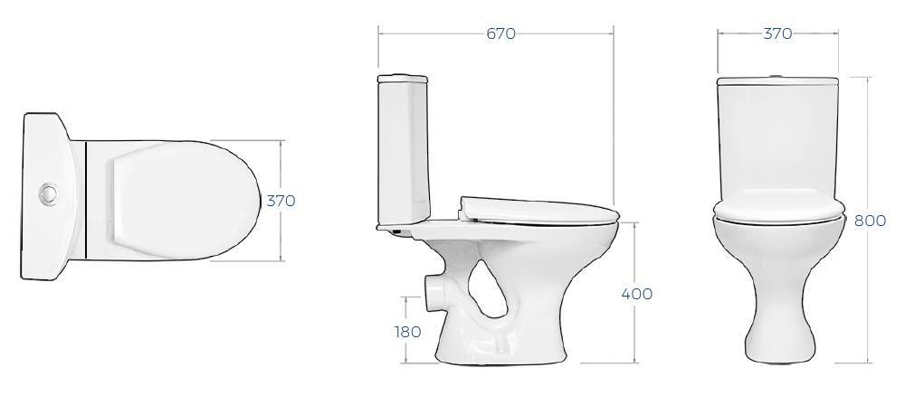 Arumloo ceramic toilet — dimension drawings